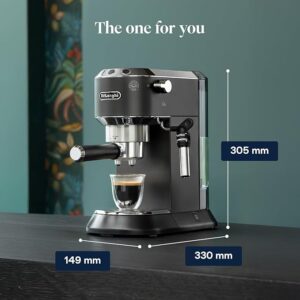 De’Longhi Dedica Style Espresso Machine with Milk Frother, 15-Bar Pressure, Original Italian Barista Style Coffee Maker for Home, Make Espresso, Latte, Cappuccino & Iced Coffee, Black, EC685.B